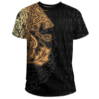 Viking T Shirt Fenrir Och Jormungand Special Tattoo Style RLT12 - Wonder Print Shop