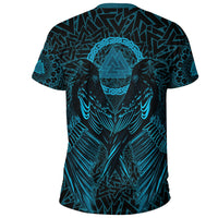 Viking T Shirt Raven Valknut Cyan RLT12 - Wonder Print Shop