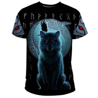 Viking T Shirt, Fenrir Viking Wolf and Moon RLT12 - Wonder Print Shop