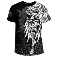 Viking T Shirt Odin Raven and Fenrir On Hand RLT12 - Wonder Print Shop