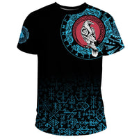 Viking T Shirt Raven Celtic Cyan Tattoo RLT12 - Wonder Print Shop