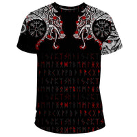 Viking T Shirt Double Dragon Tattoo and Vegvisir Blood RLT12 - Wonder Print Shop