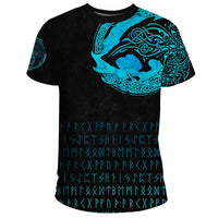 Viking T Shirt Fenrir Wolf Cyan RLT12 - Wonder Print Shop