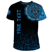 Custom Viking T Shirt Raven Celtic Cyan RLT12 - Wonder Print Shop