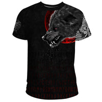 Viking T Shirt Wolf and Blood Moon RLT12 - Wonder Print Shop