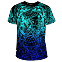Viking T Shirt Valknut and Dragon Tattoo Special Blue RLT12 - Wonder Print Shop