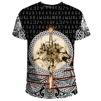 Viking T Shirt Wolf and Vikings Tattoo 3D RLT12 - Wonder Print Shop