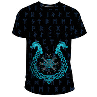 Viking T Shirt, Aegishjalmur Helm Of Awe Blue Edition RLT12 - Wonder Print Shop