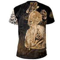 Viking T Shirt Odin Raven Viking Gold RLT12 - Wonder Print Shop