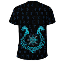 Viking T Shirt, Aegishjalmur Helm Of Awe Blue Edition RLT12 - Wonder Print Shop