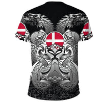 Viking T Shirt Denmark Mjolnir and Double Dragon RLT12 - Wonder Print Shop