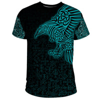 Viking T Shirt Raven Mjolnir Yggdrasil Cyan RLT12 - Wonder Print Shop