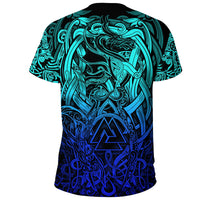 Viking T Shirt Valknut and Dragon Tattoo Special Blue RLT12 - Wonder Print Shop
