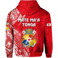 Tonga Zip Hoodie Coat Of Arms Simple Vibes Bright Red LT8 - Wonder Print Shop