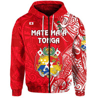 Tonga Zip Hoodie Coat Of Arms Simple Vibes Bright Red LT8 - Wonder Print Shop