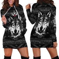 Native American Tribal Pattern With Wolf - Born Wild Hoodie Dress TS07 - Wonder Print Shop
