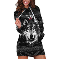 Native American Tribal Pattern With Wolf - Born Wild Hoodie Dress TS07 - Wonder Print Shop