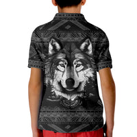 Native American Tribal Pattern With Wolf Born Wild Polo Shirt for Kid TS07 - Wonder Print Shop