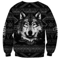 Native American Tribal Pattern With Wolf - Born Wild Sweatshirt TS07 - Wonder Print Shop