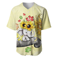 Autism Acceptance Month - Elephant With Sunflower Baseball Jersey TS07 - Wonder Print Shop