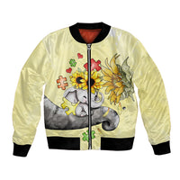 Autism Acceptance Month - Elephant With Sunflower Bomber Jacket TS07 - Wonder Print Shop