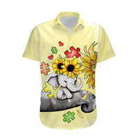 Autism Acceptance Month - Elephant With Sunflower Hawaiian Shirt TS07 - Wonder Print Shop