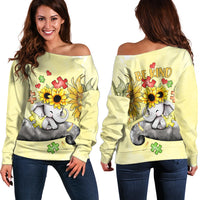 Autism Acceptance Month - Elephant With Sunflower Off Shoulder Sweater TS07 - Wonder Print Shop