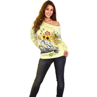 Autism Acceptance Month - Elephant With Sunflower Off Shoulder Sweater TS07 - Wonder Print Shop
