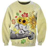 Autism Acceptance Month - Elephant With Sunflower Sweatshirt TS07 - Wonder Print Shop