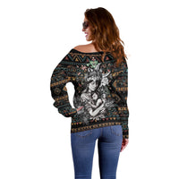 Native American Clothing - In Mother's Cradle Off Shoulder Sweater TS07 - Wonder Print Shop