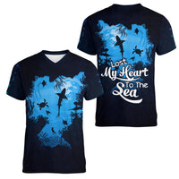 World Ocean Day Women V Neck T Shirt Lost My Heart To The Sea TS07 - Wonder Print Shop