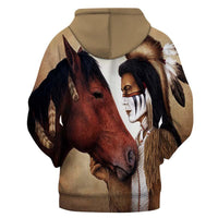 Chief and Horse Native American All Over Hoodie LT10 - Wonder Print Shop