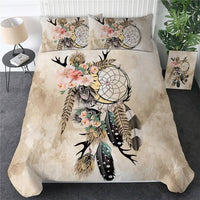 Feathers White Dreamcatcher Native American Bedding Set LT10 - Wonder Print Shop