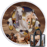 Native American Wolf Tassel Animal Dreamcatcher Beach Towel LT10 - Wonder Print Shop