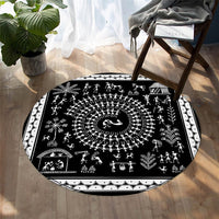 native-american-tribal-black-feather-round-carpet