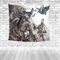 Native American Ancient Rabbit Deer Owl Fox Wolf Bird Tribal Tapestry LT10 - Wonder Print Shop