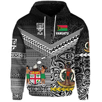 Custom Vanuatu And Fiji Hoodie Together Black, Custom Text And Number LT8 - Wonder Print Shop