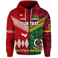 Custom Vanuatu And Tonga Zip Hoodie Polynesian Together Bright Red LT8 - Wonder Print Shop
