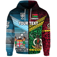 Custom Vanuatu And Fiji Zip Hoodie Together Blue LT8 - Wonder Print Shop