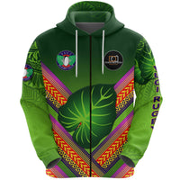 Custom Fiji Vuci Rugby Club Zip Hoodie Creative Style Green, Custom Text And Number LT8 - Wonder Print Shop