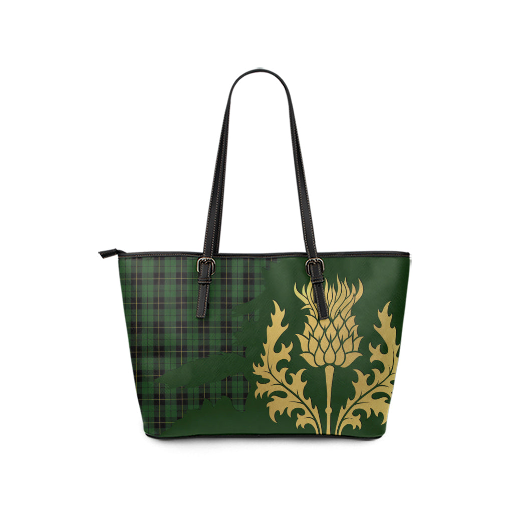 scottish-wallace-hunting-clan-tartan-golden-thistle-leather-tote-bags
