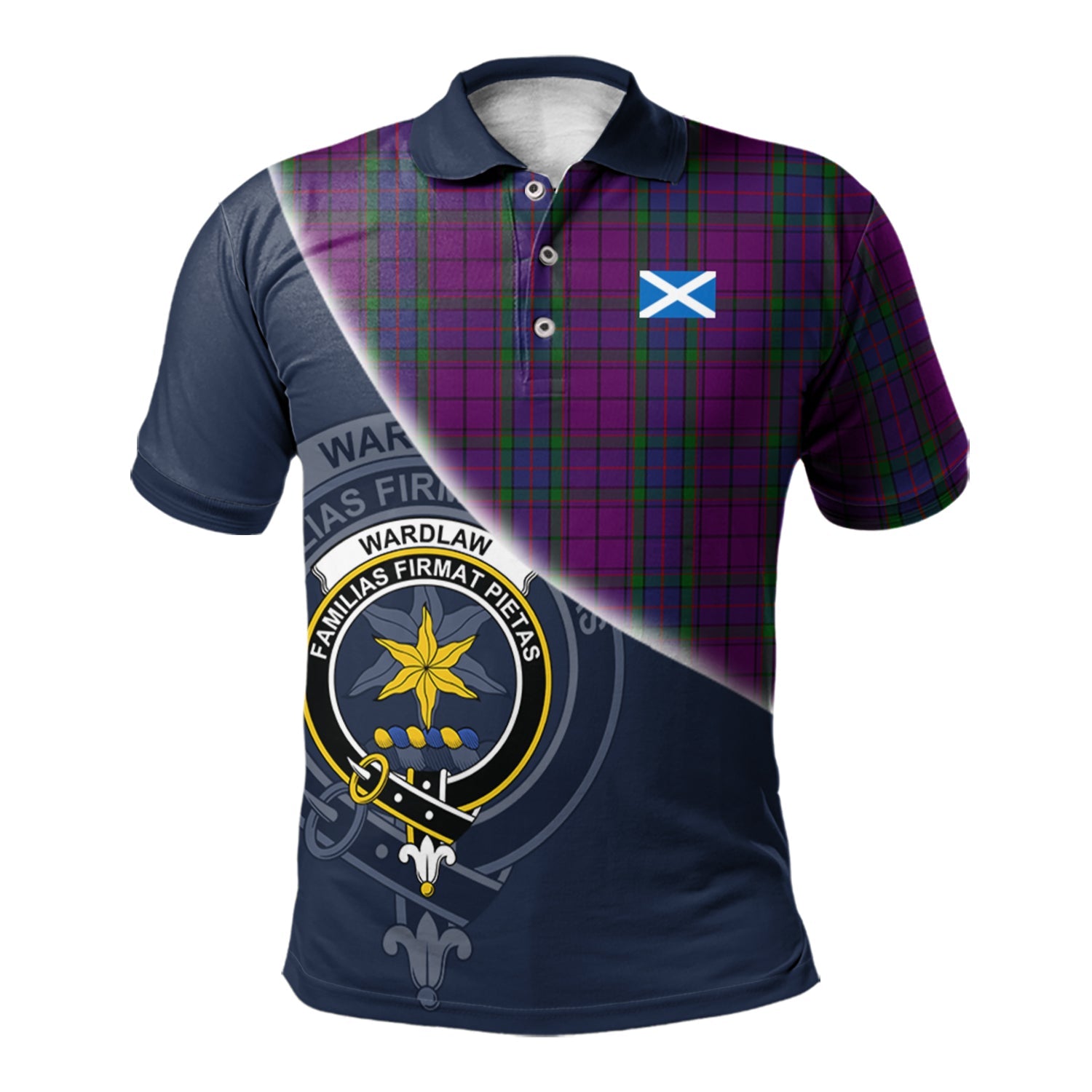 scottish-wardlaw-clan-crest-tartan-scotland-flag-half-style-polo-shirt