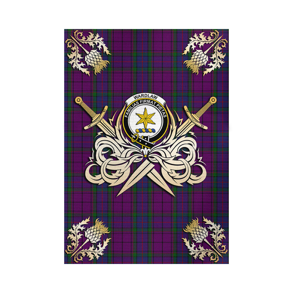 scottish-wardlaw-clan-crest-courage-sword-tartan-garden-flag