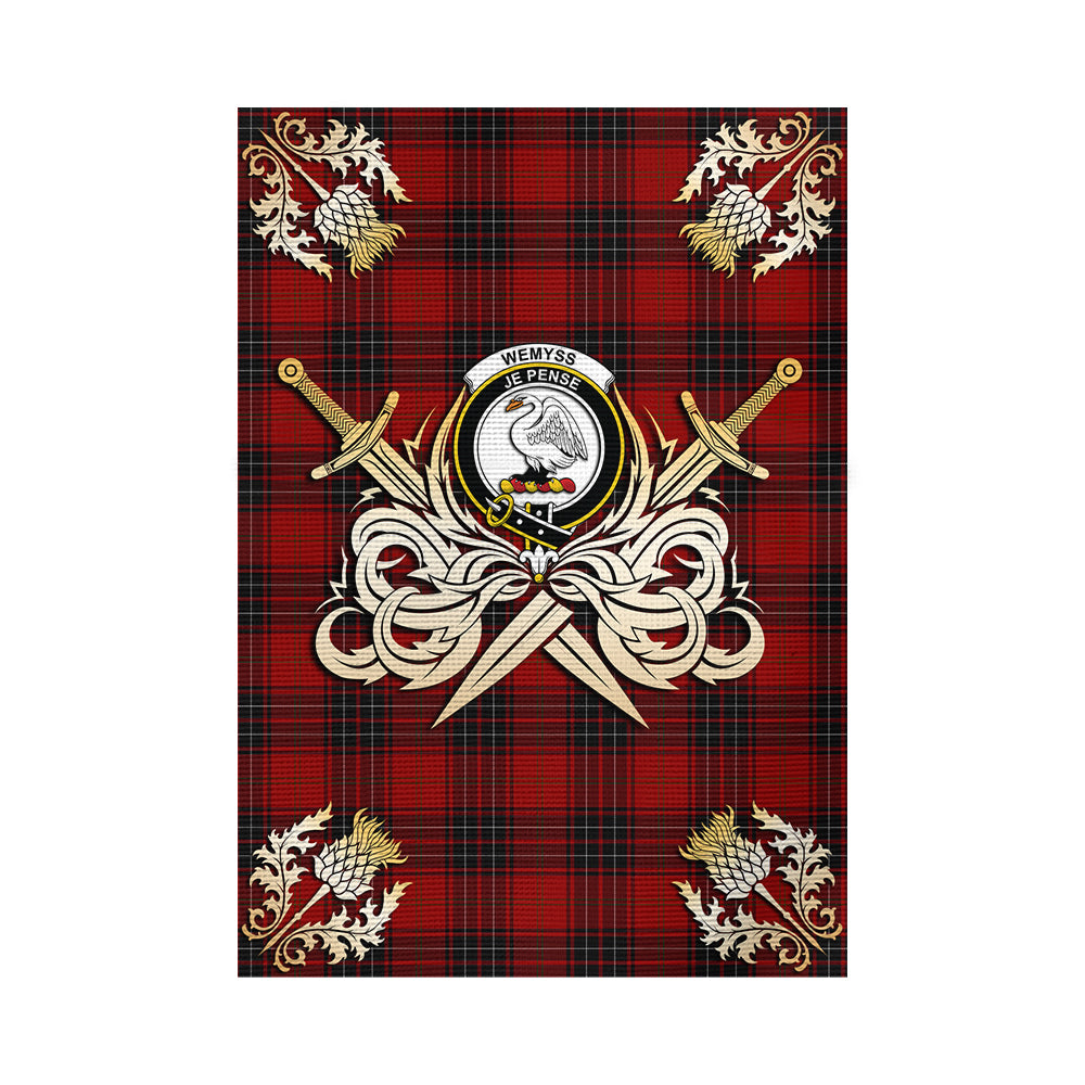 scottish-wemyss-clan-crest-courage-sword-tartan-garden-flag