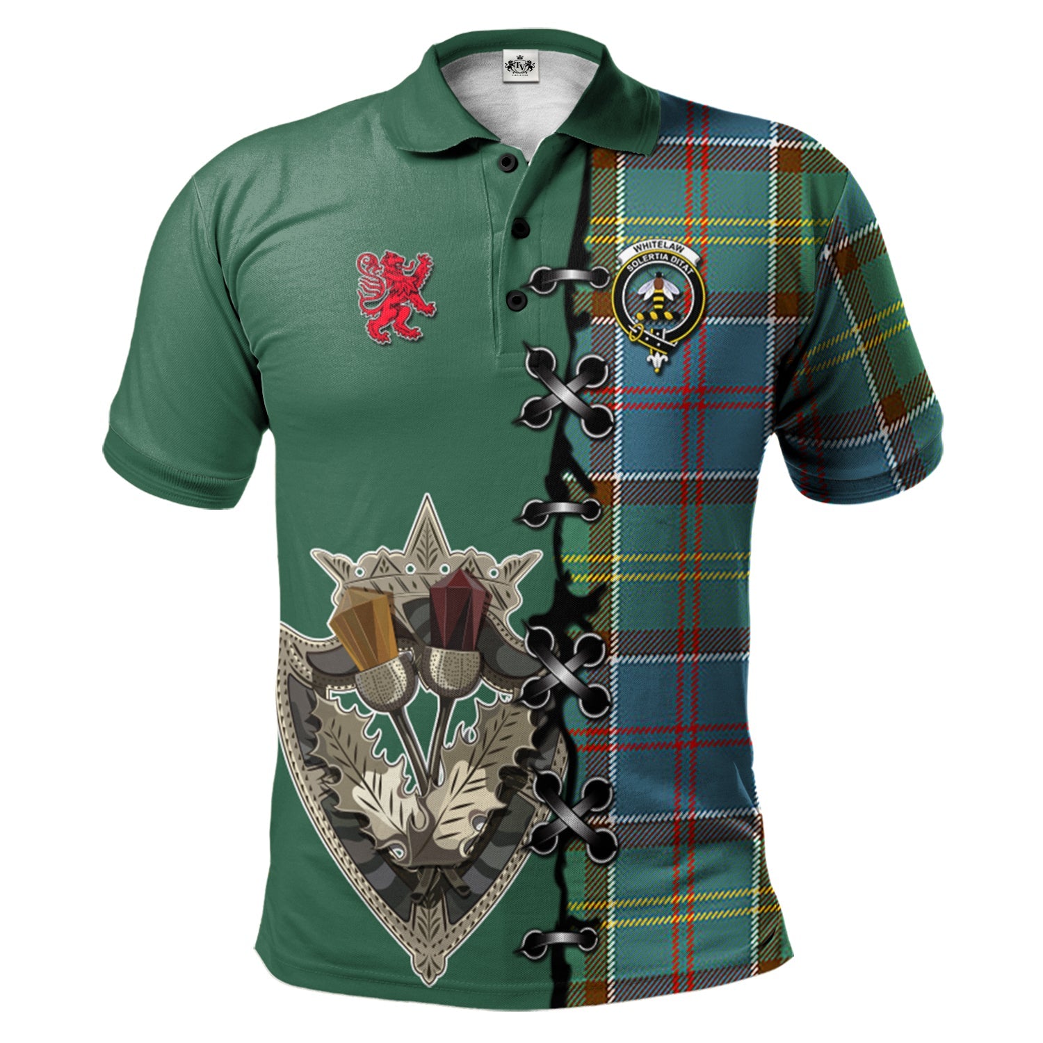 scottish-whitelaw-clan-crest-tartan-lion-rampant-and-celtic-thistle-polo-shirt