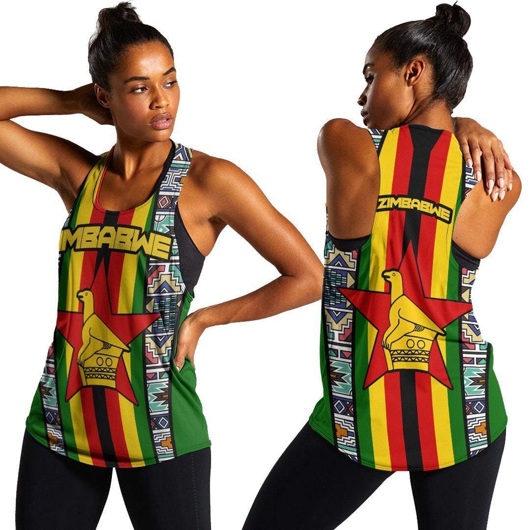 african-racerback-tank-zimbabwe-coat-of-arms-womens-racerback-tank