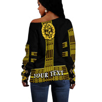 (Custom Personalised) Eritrea Women Off Shoulder Sweater Fancy Simple Tibeb Style - Black LT8 - Wonder Print Shop