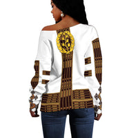 Eritrea Women Off Shoulder Sweater Fancy Tibeb Vibes NO.1 Ver - White LT8 - Wonder Print Shop