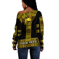 (Custom Personalised) Ethiopia Women Off Shoulder Sweater Ethiopian Lion Of Judah Tibeb Vibes - Black LT8 - Wonder Print Shop