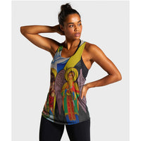 Women’s black tank top with Ethiopian Bible artwork front graphic